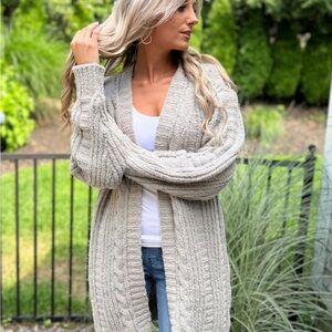 Comfy Lux Brans Cozy Cream Cable Knit Cardigan